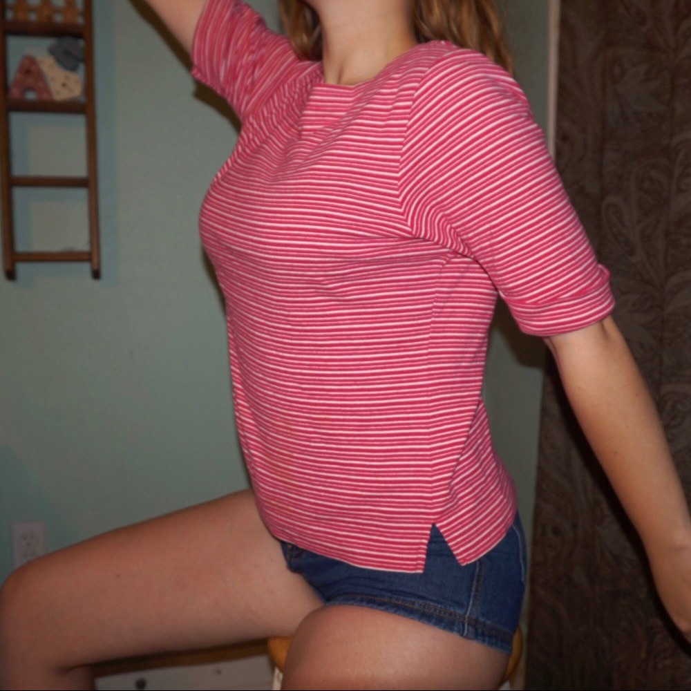 Liz Claiborne Striped Square Neck Top